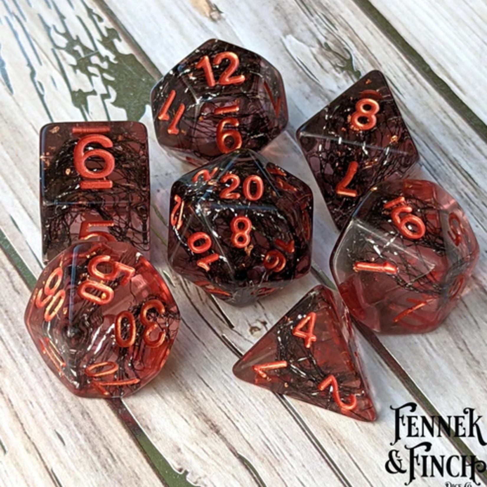 Fennek and Finch Weaver Black Thread and Copper Foil Polyhedral 7 die set