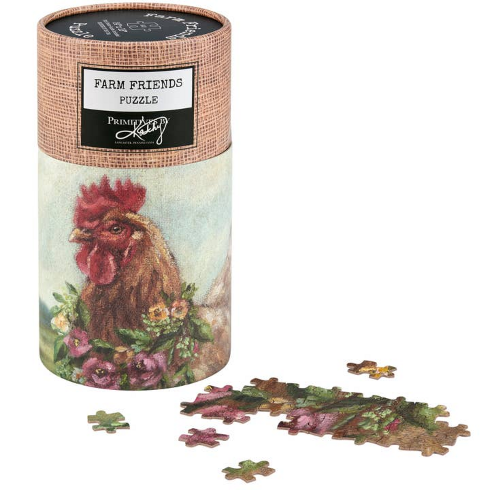 Primitives by Kathy 500 pc Puzzle Farm Friends Floral Chicken