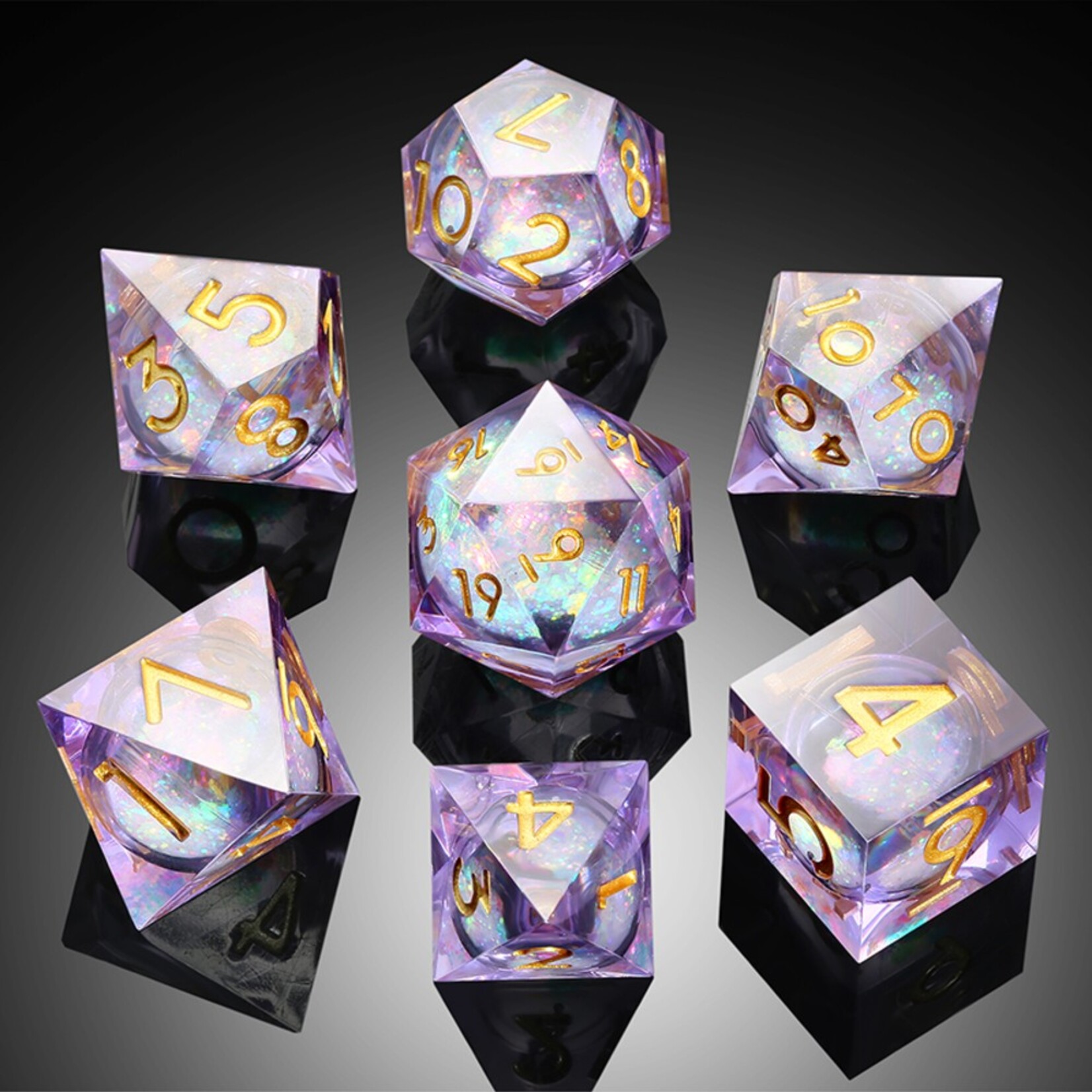 Dice Habit Dice Habit Liquid Core Ethereal Polyhedral 7 Die Set