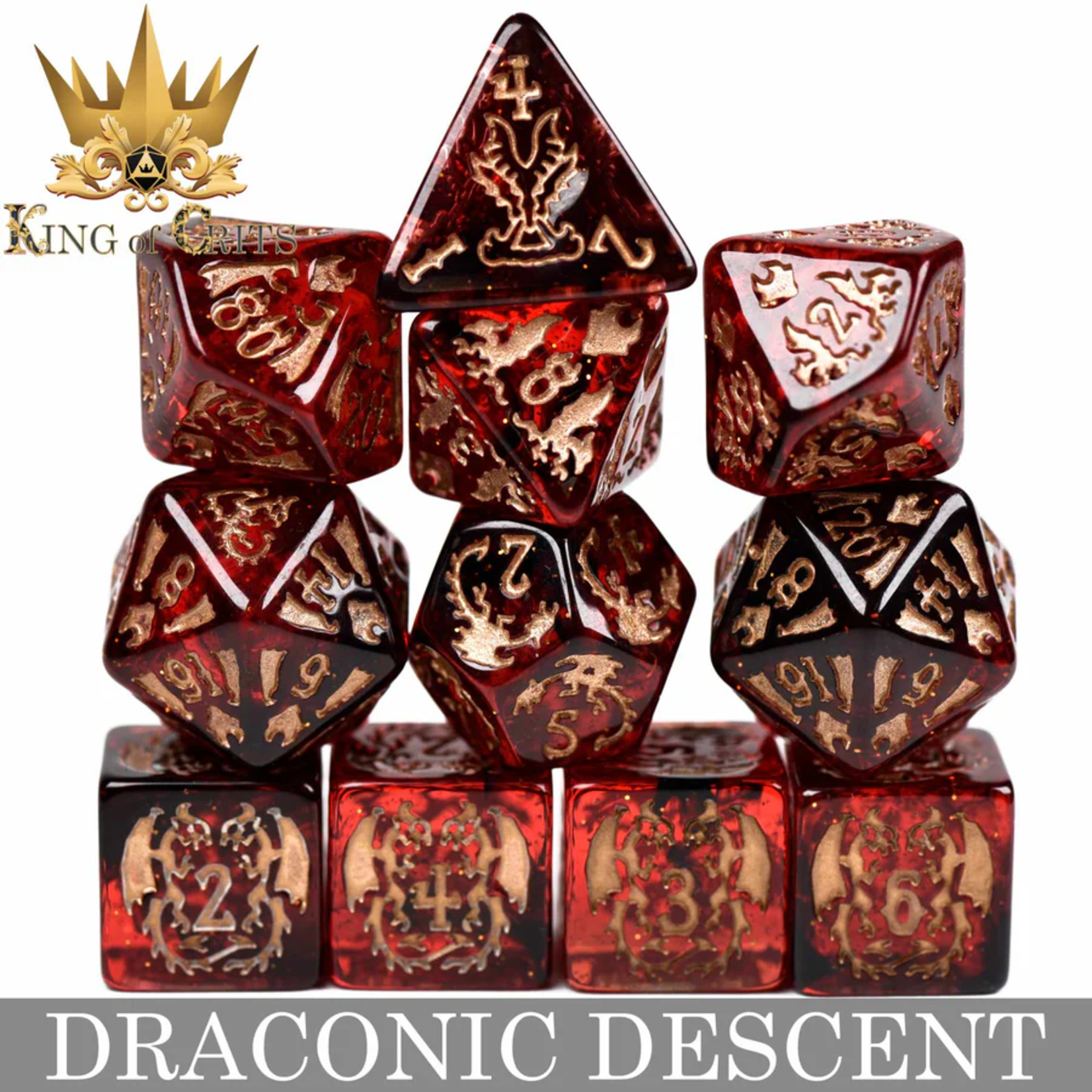 DND Dice DND Dice Draconic Descent Polyhedral 11 die set