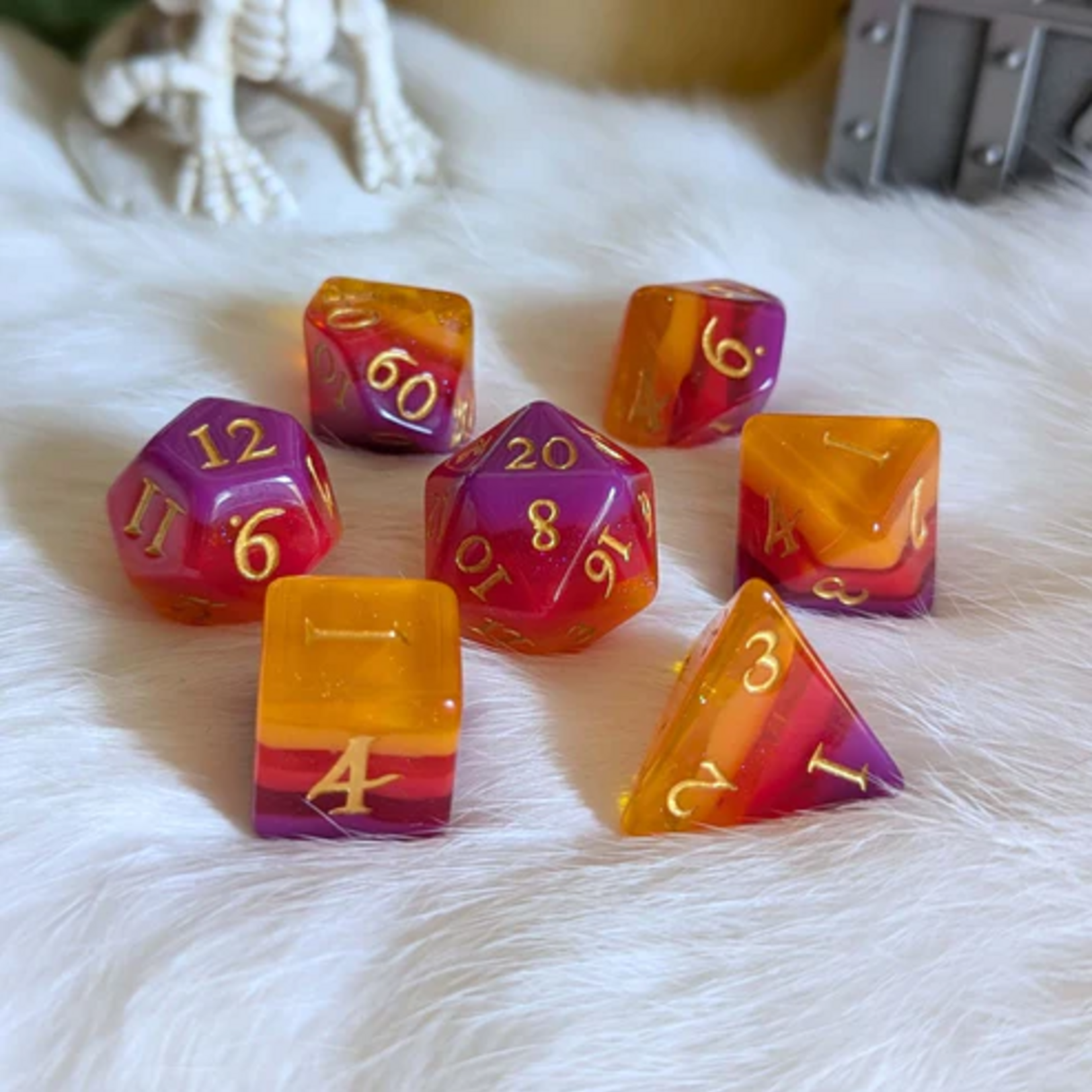 Fennek and Finch Emberstorm Polyhedral 7 die set
