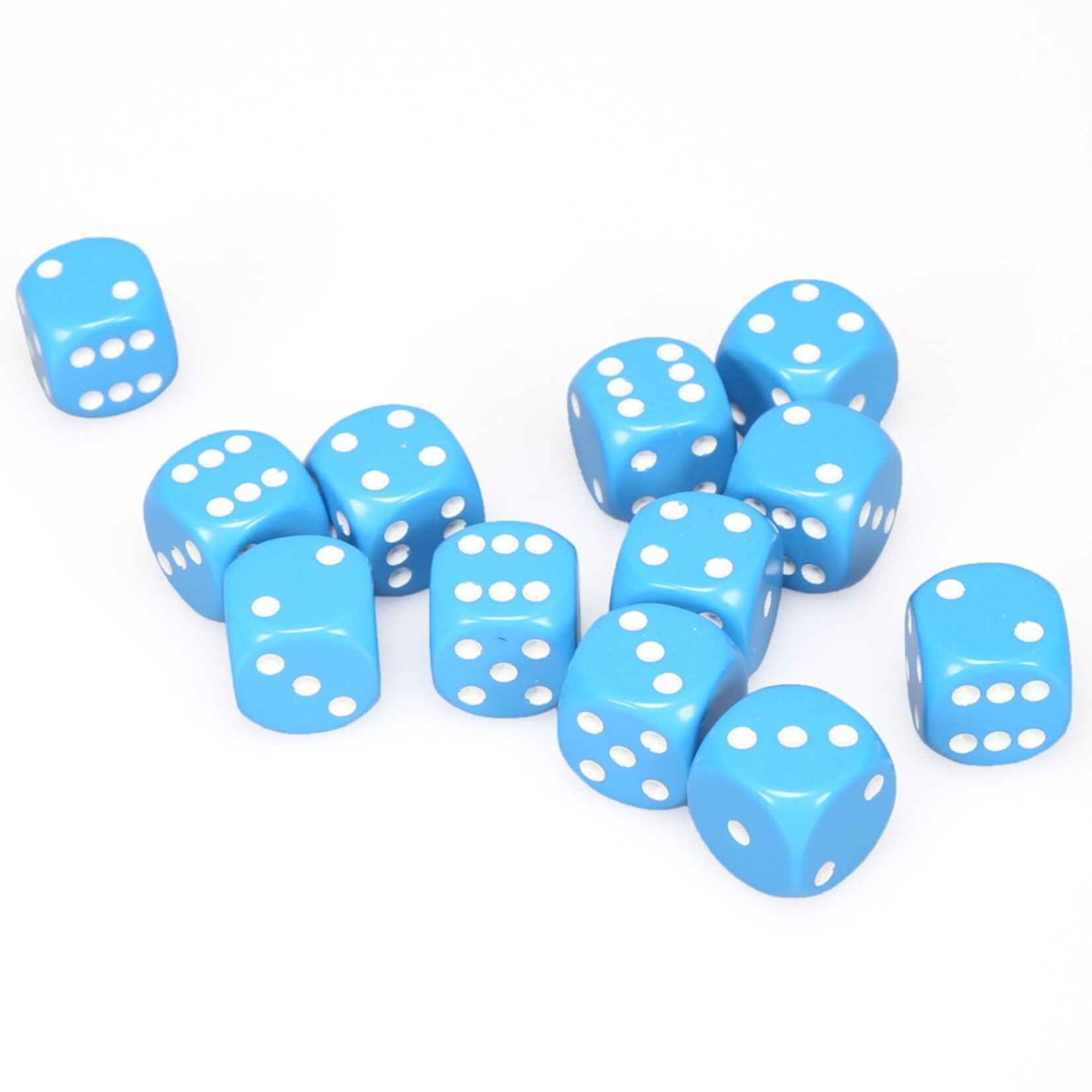 Chessex Chessex Opaque Light Blue with White 16 mm d6 12 die set