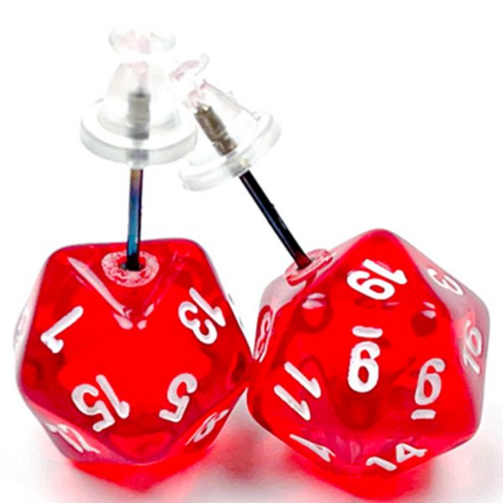 Chessex Stud Earrings d20 Translucent Red