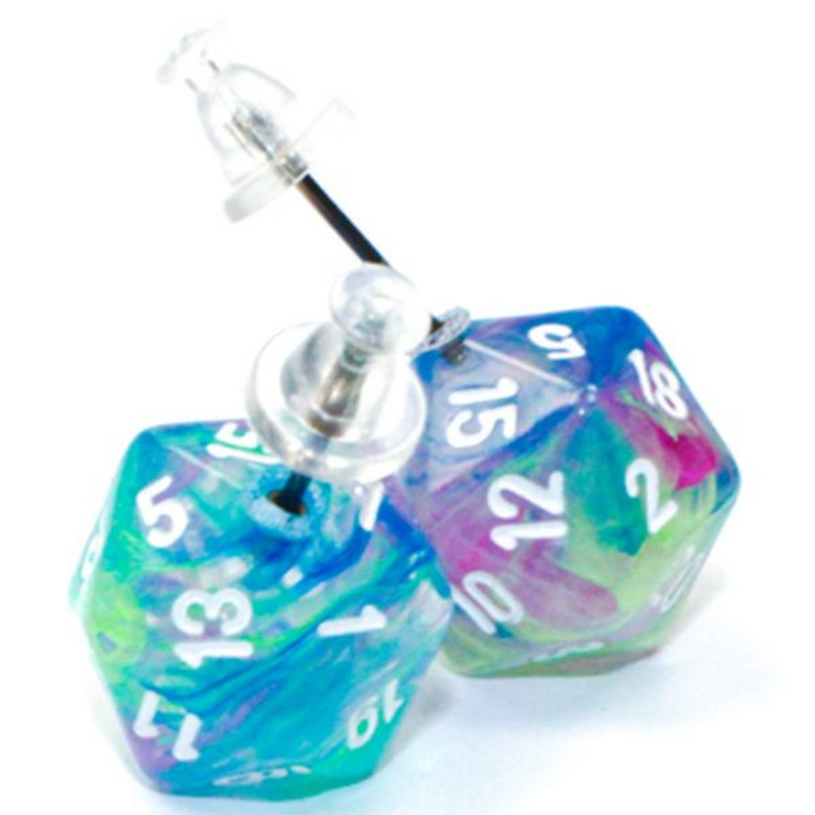 Chessex Stud Earrings mini d20 Festive Waterlily
