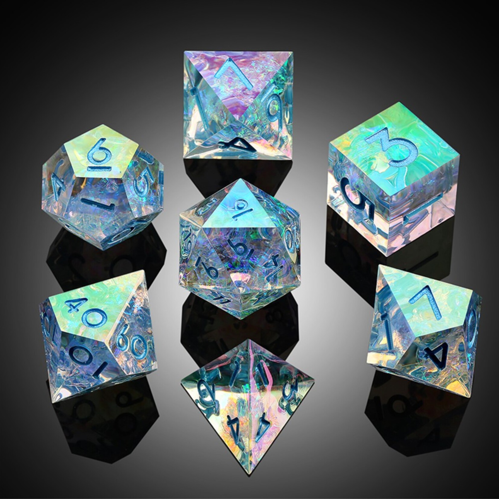 Dice Habit Dice Habit Sharp Edge Chromatic Quartz Polyhedral 7 die set