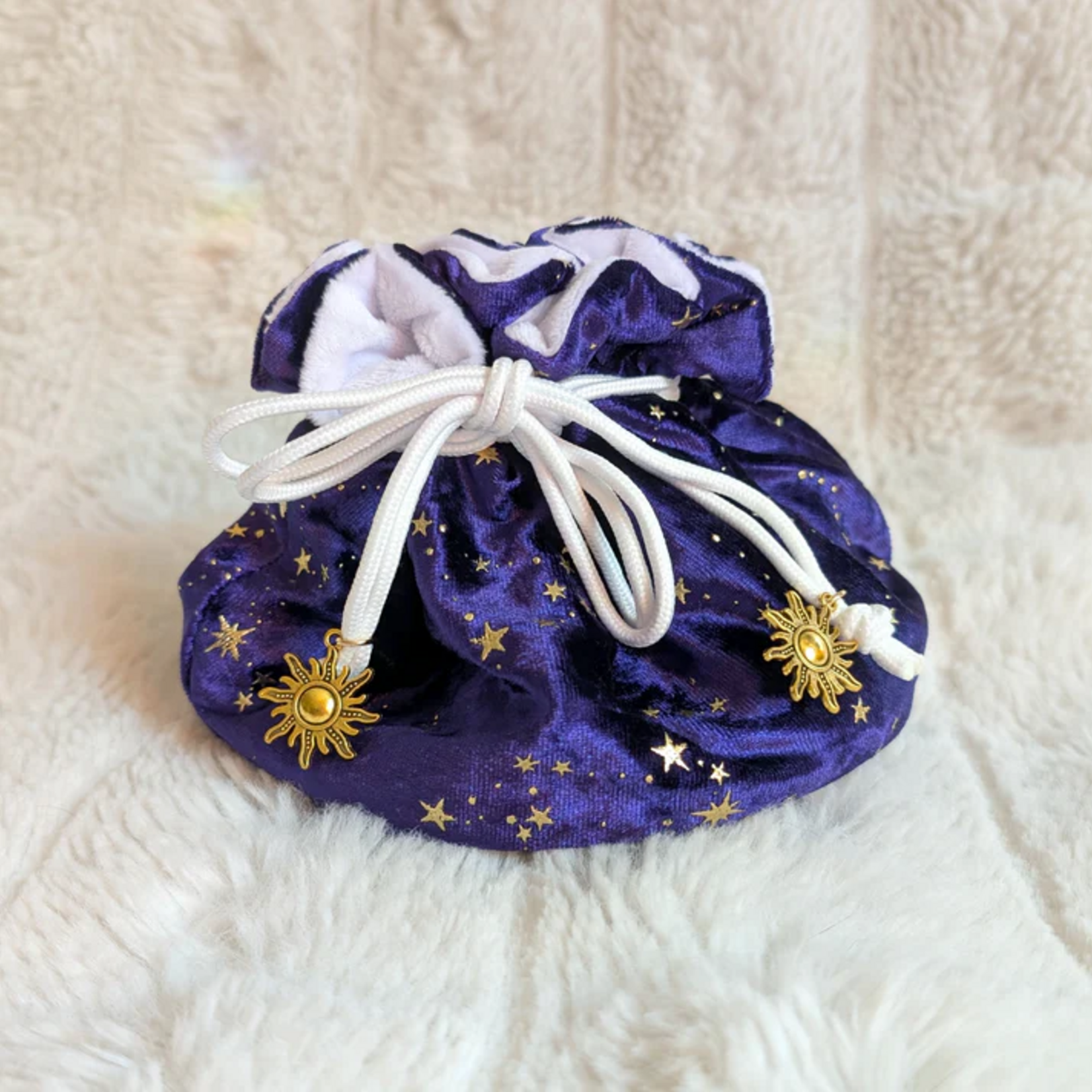 Fennek and Finch Celestial Starry Deep Purple and White Multipocket Large Dice Bag