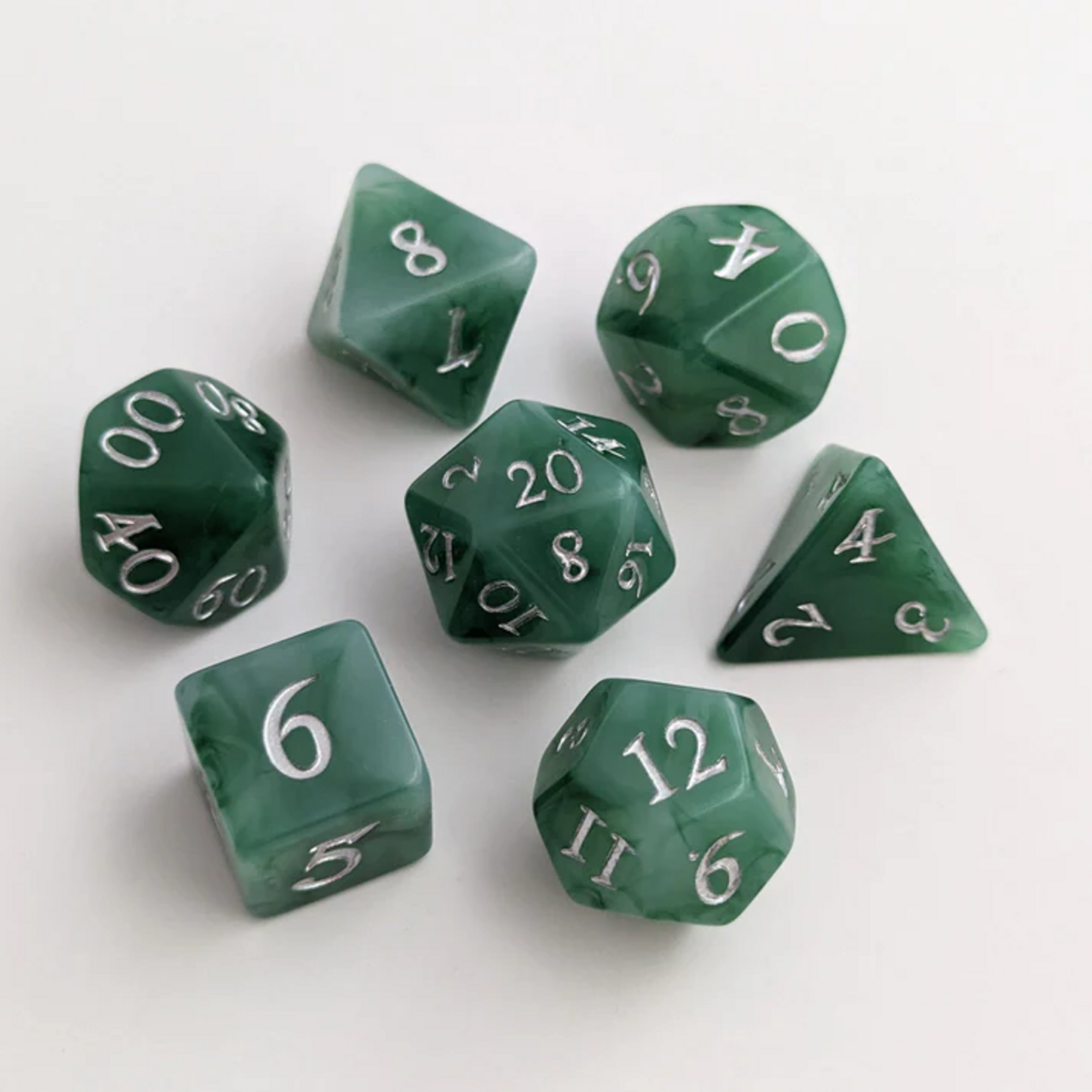 Fennek and Finch Jade Polyhedral 7 die set