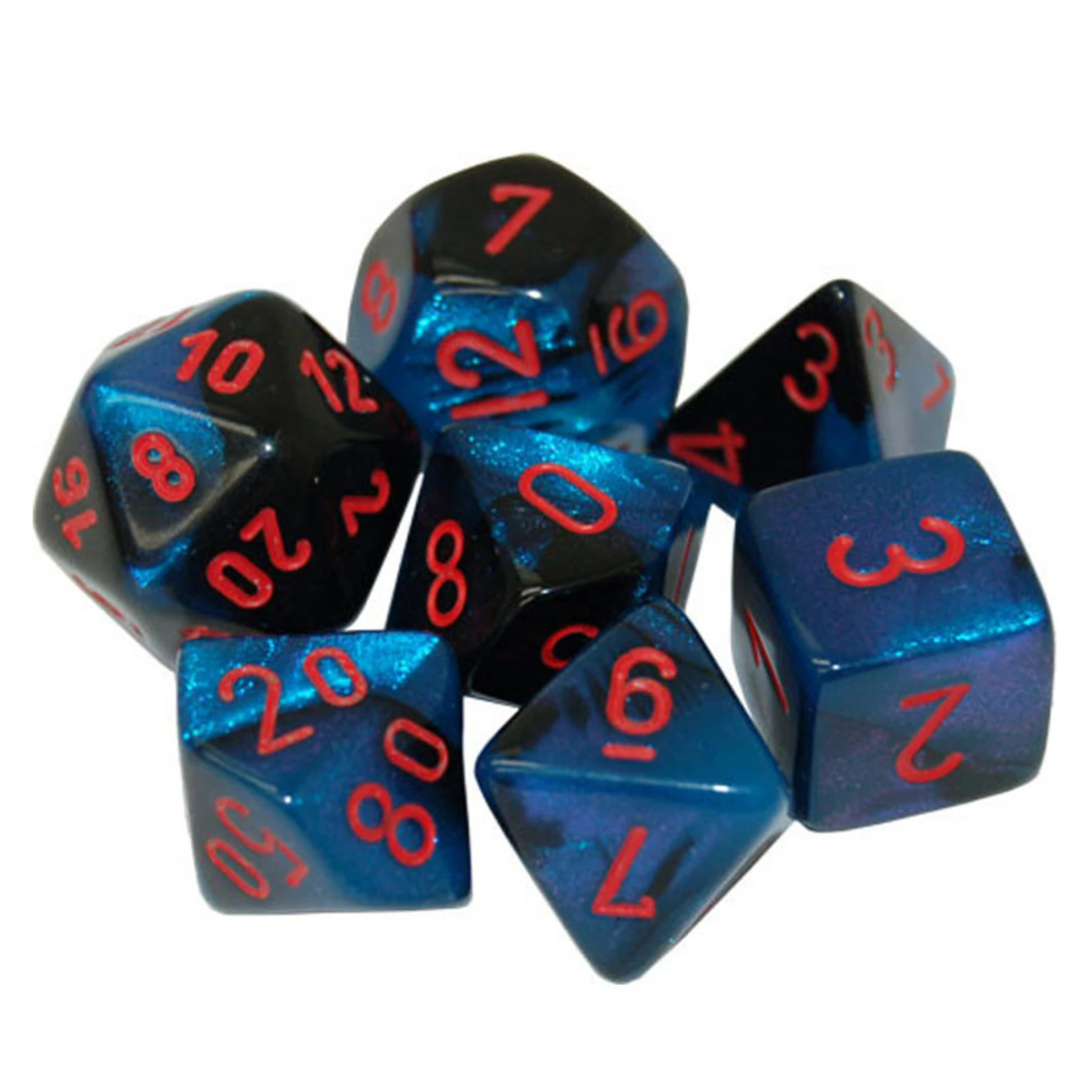 Chessex Chessex Gemini Black / Starlight with Red Polyhedral 7 die set