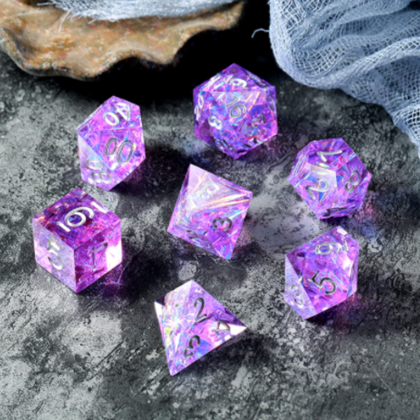 Dice Habit Dice Habit Sharp Edge Nebula Polyhedral 7 die set