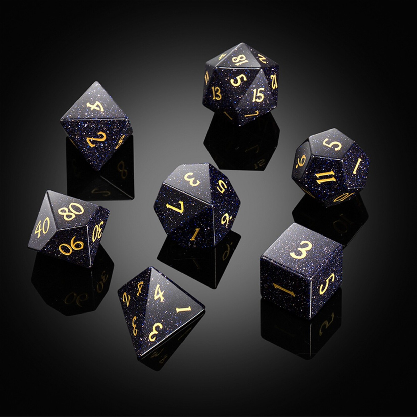 Dice Habit Dice Habit Gemstone Blue Sandstone Synthetic Polyhedral 7 die set