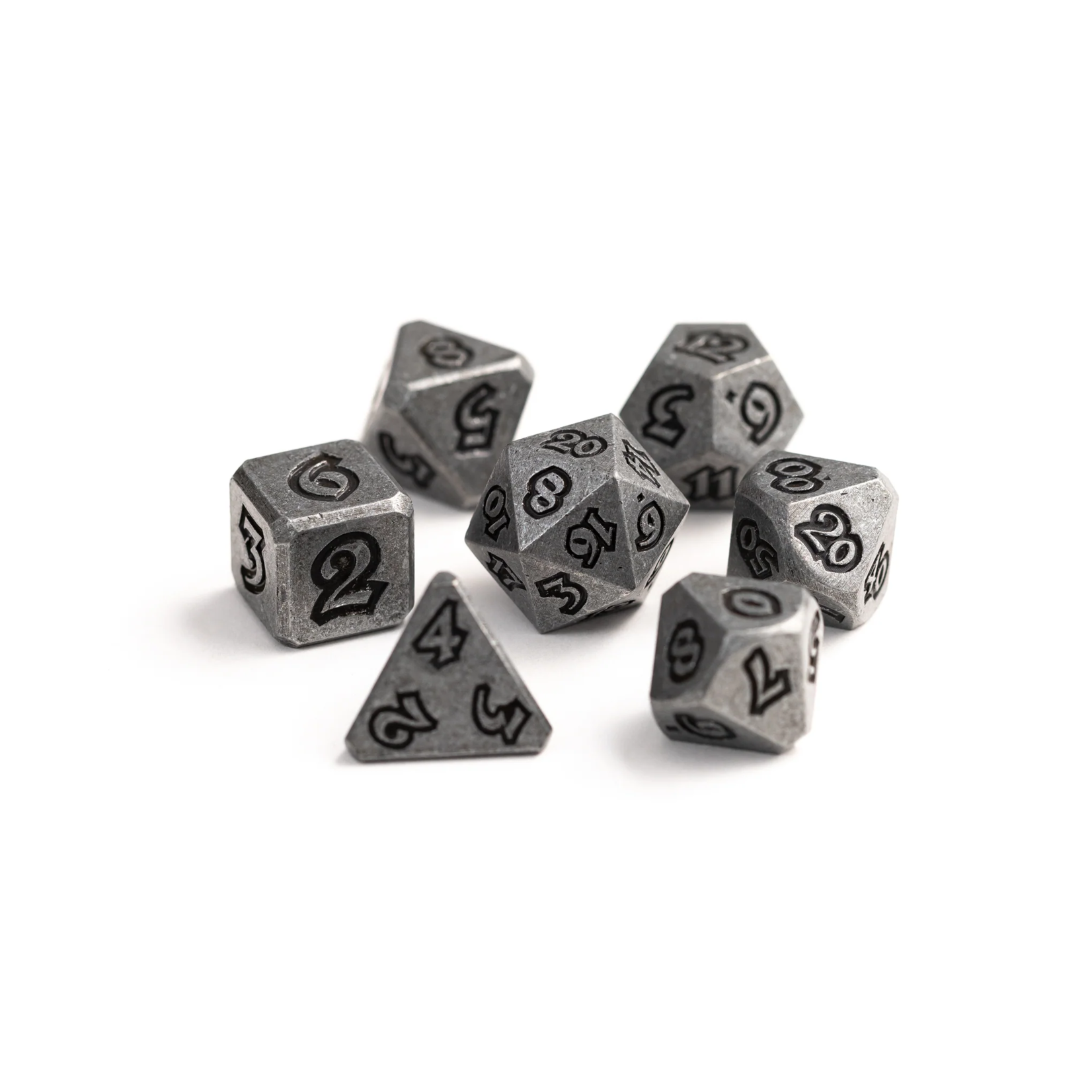 Die Hard Dice Die Hard Lumina Carbon Knight Iron w/ Black Metal Polyhedral 7 die set