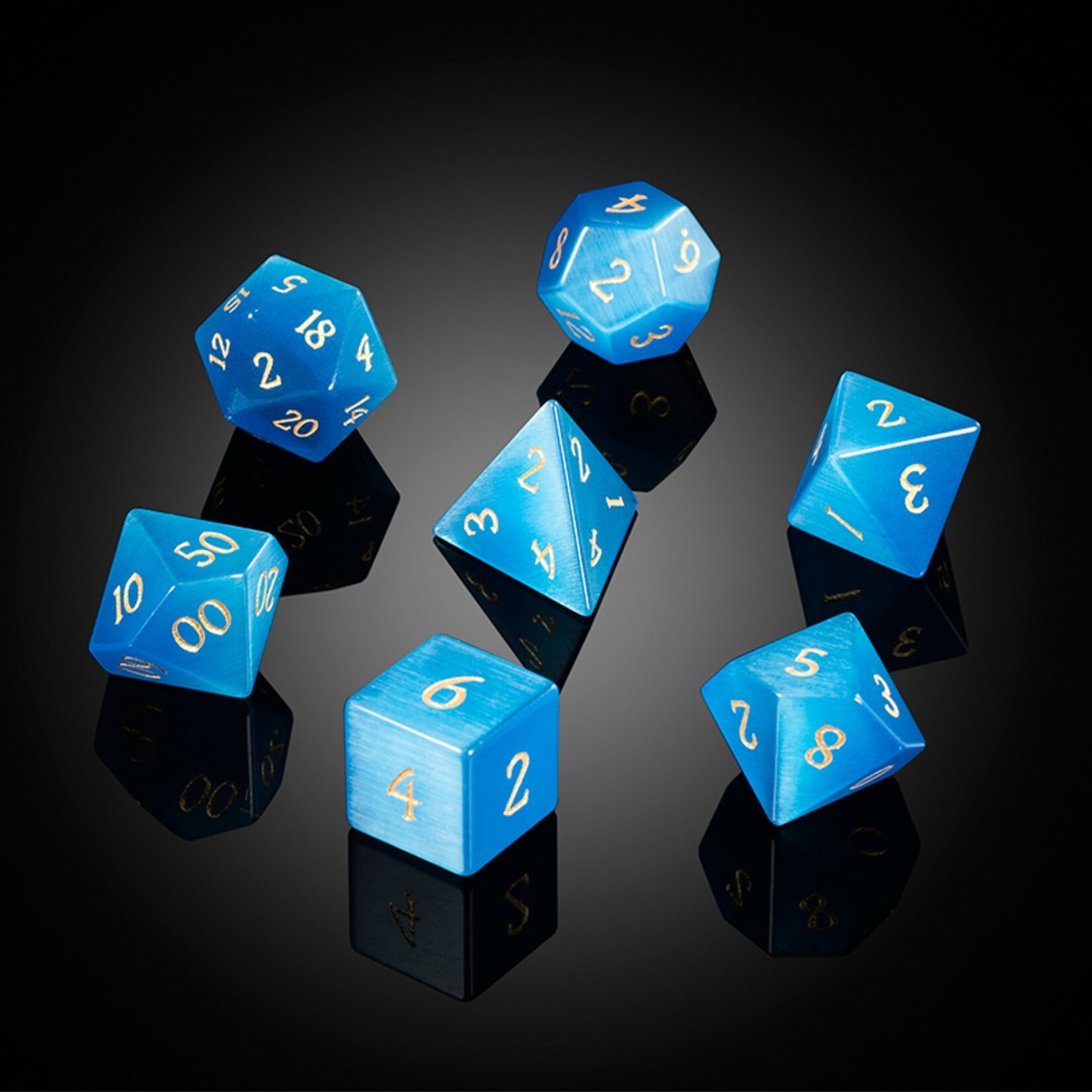 Dice Habit Dice Habit Gemstone Blue Cat's Eye Synthetic Polyhedral 7 die set
