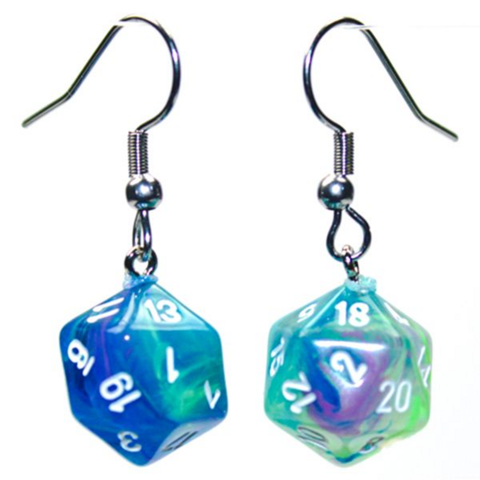 Chessex Hook Earrings mini d20 Festive Waterlily
