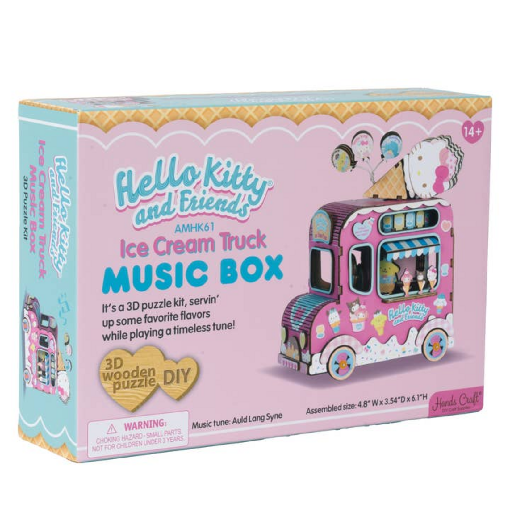 Hands Craft 3D Wooden Music Box Hello Kitty Ice Cream Truck