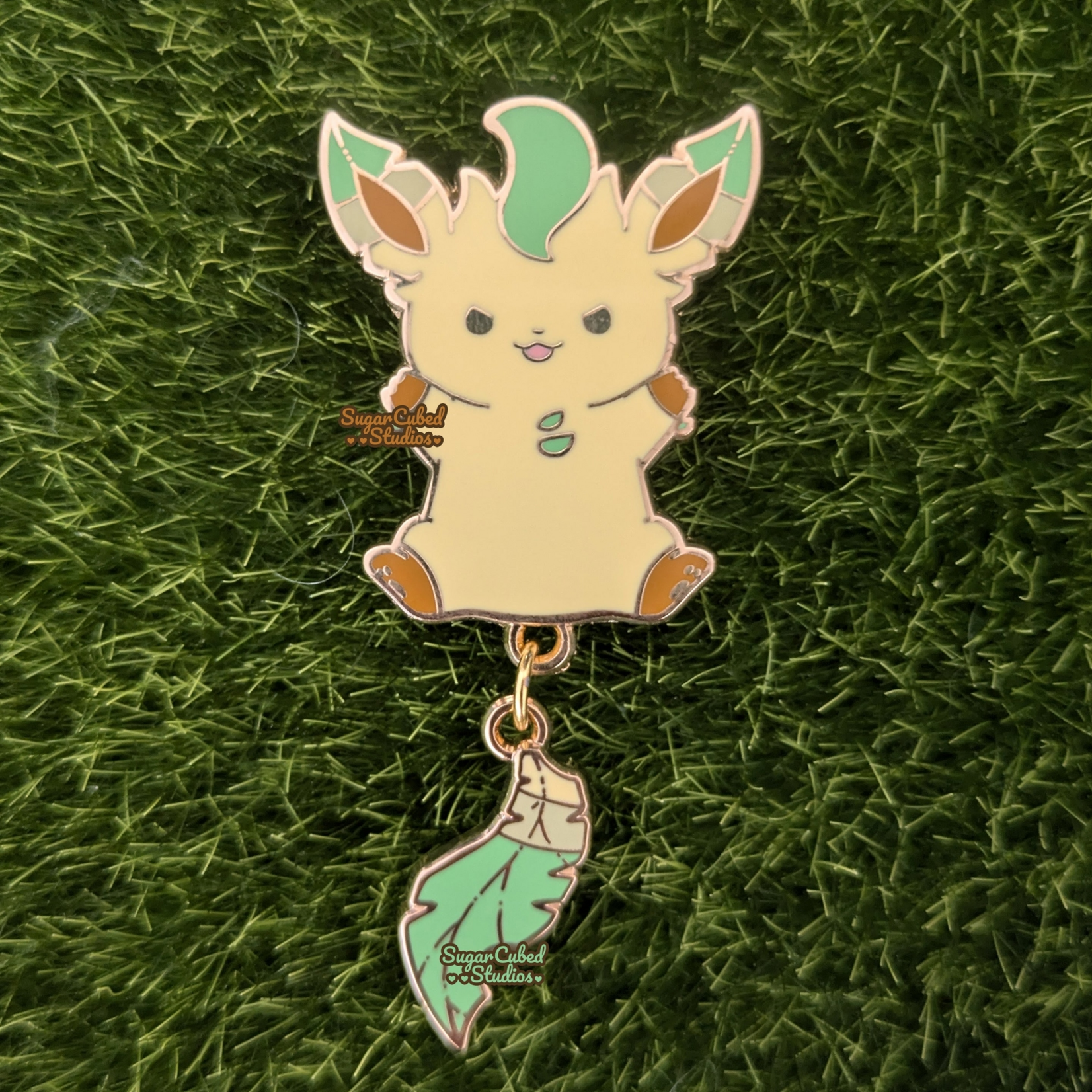 Sugar Cubed Studios Eeveelution Dangle Tail Enamel Pin Leafeon