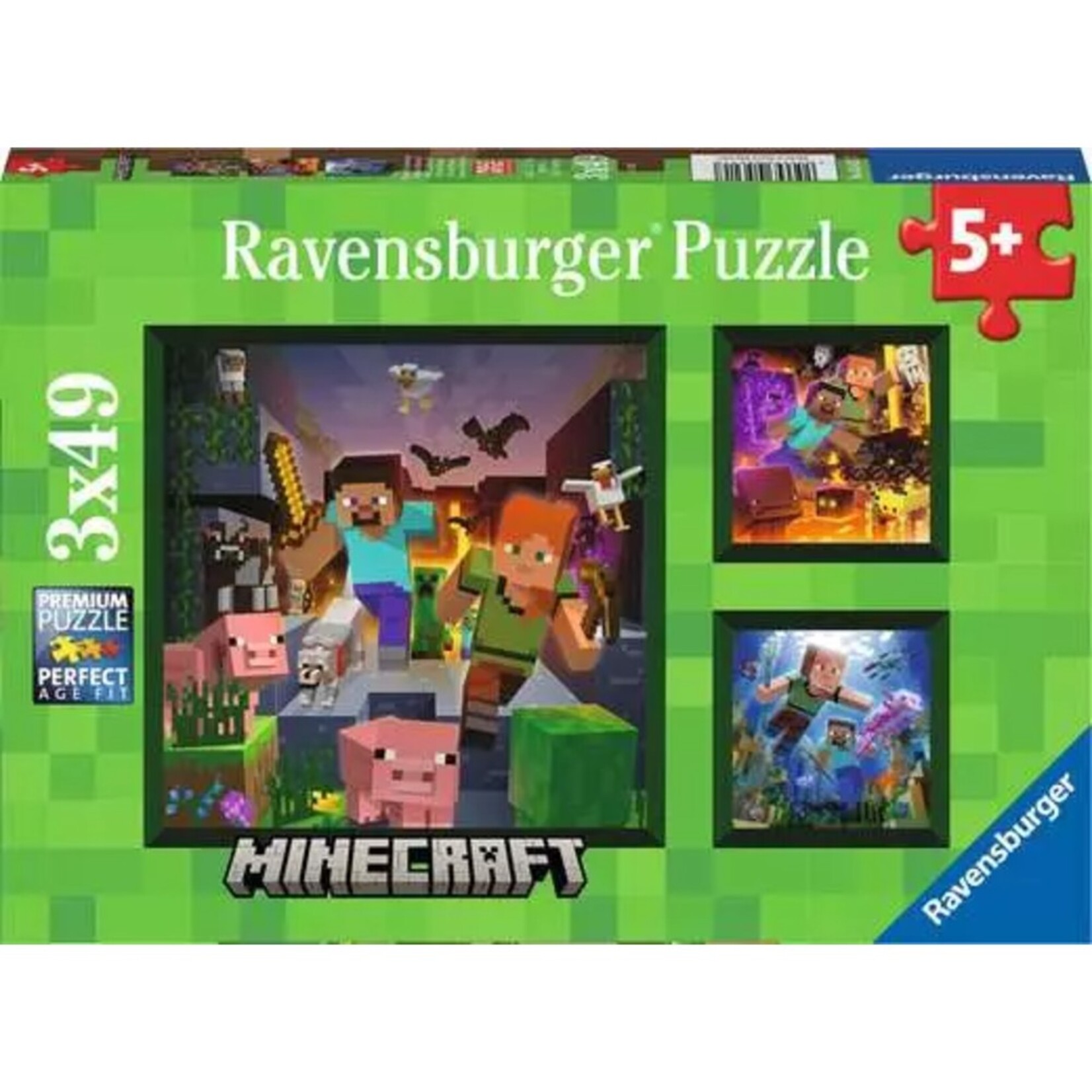 Ravensburger 3-in-1 49 pc Puzzle Minecraft Biomes