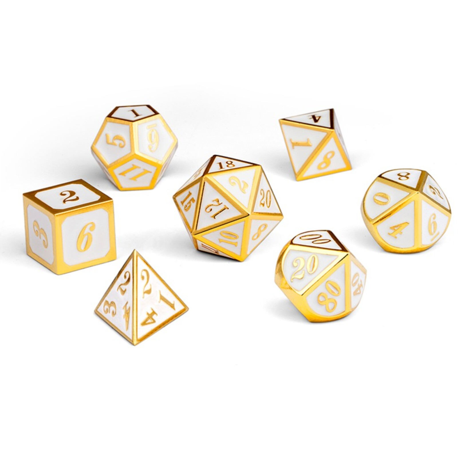 Dice Habit Dice Habit White with Gold Metal Polyhedral 7 die set