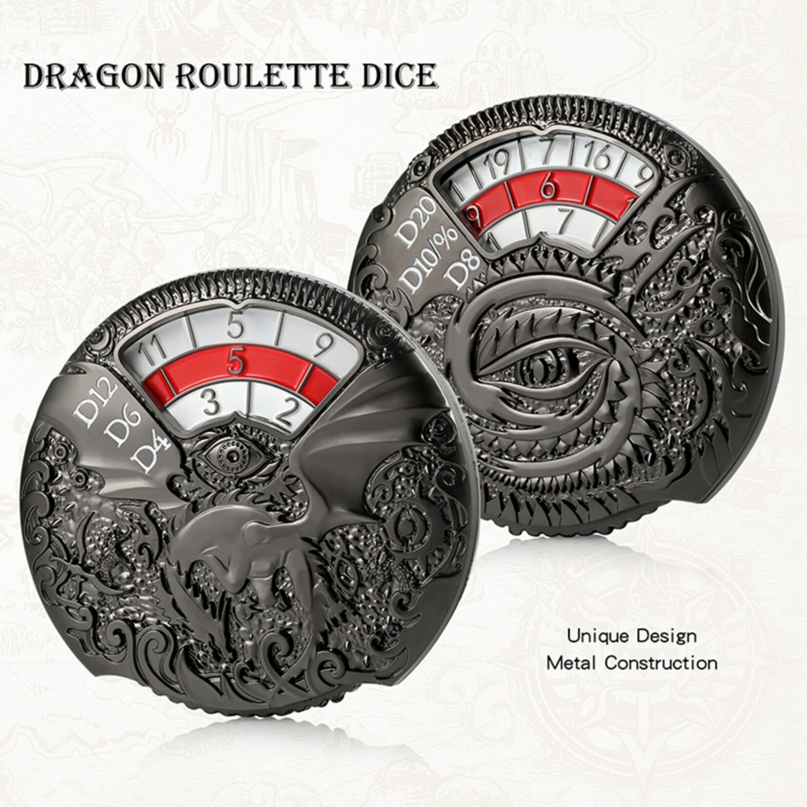 Dice Habit Dice Habit Dragon Roulette Spinner Dice Gunmetal