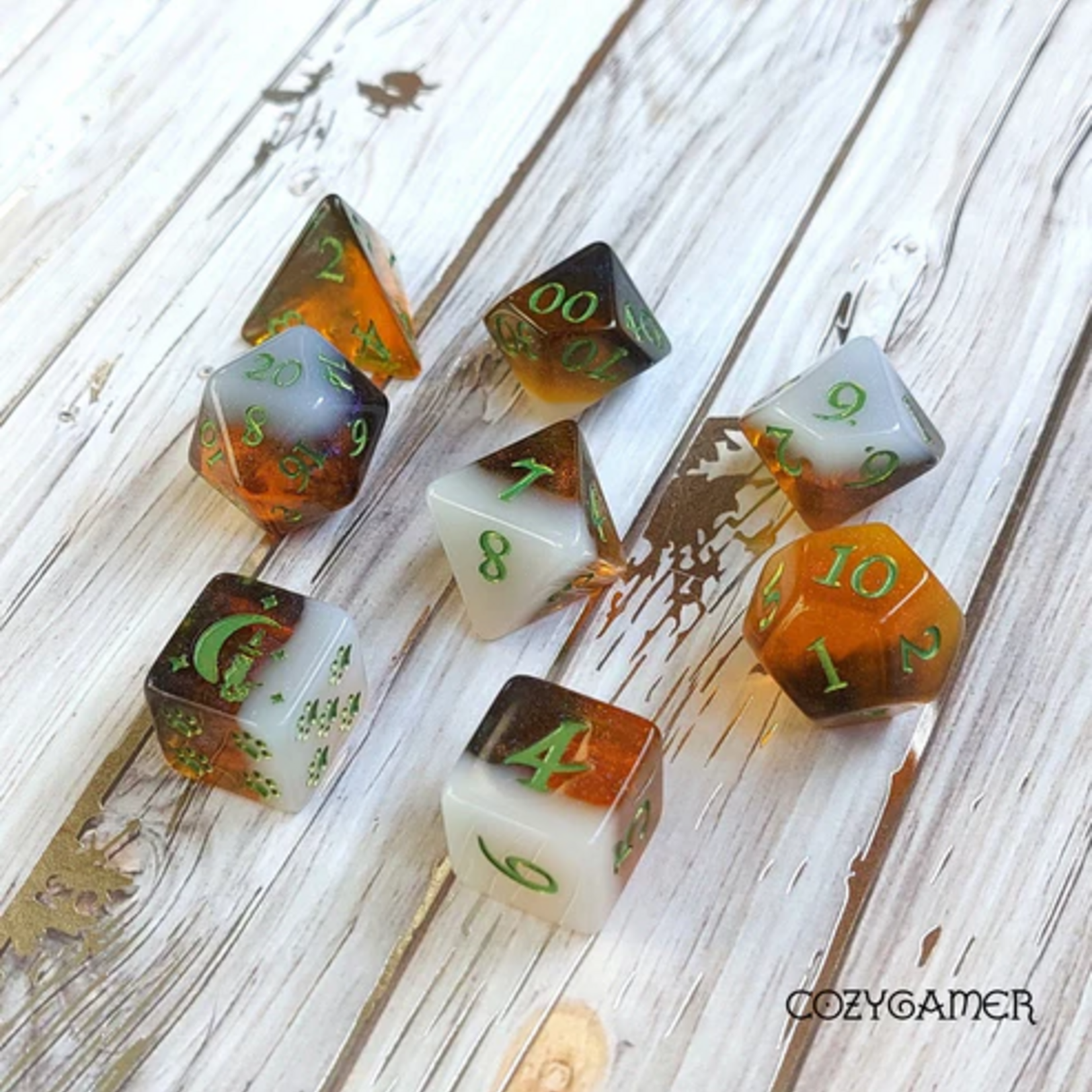 Fennek and Finch Calico Hazy IPA Beer Themed Cat Polyhedral 8 die set