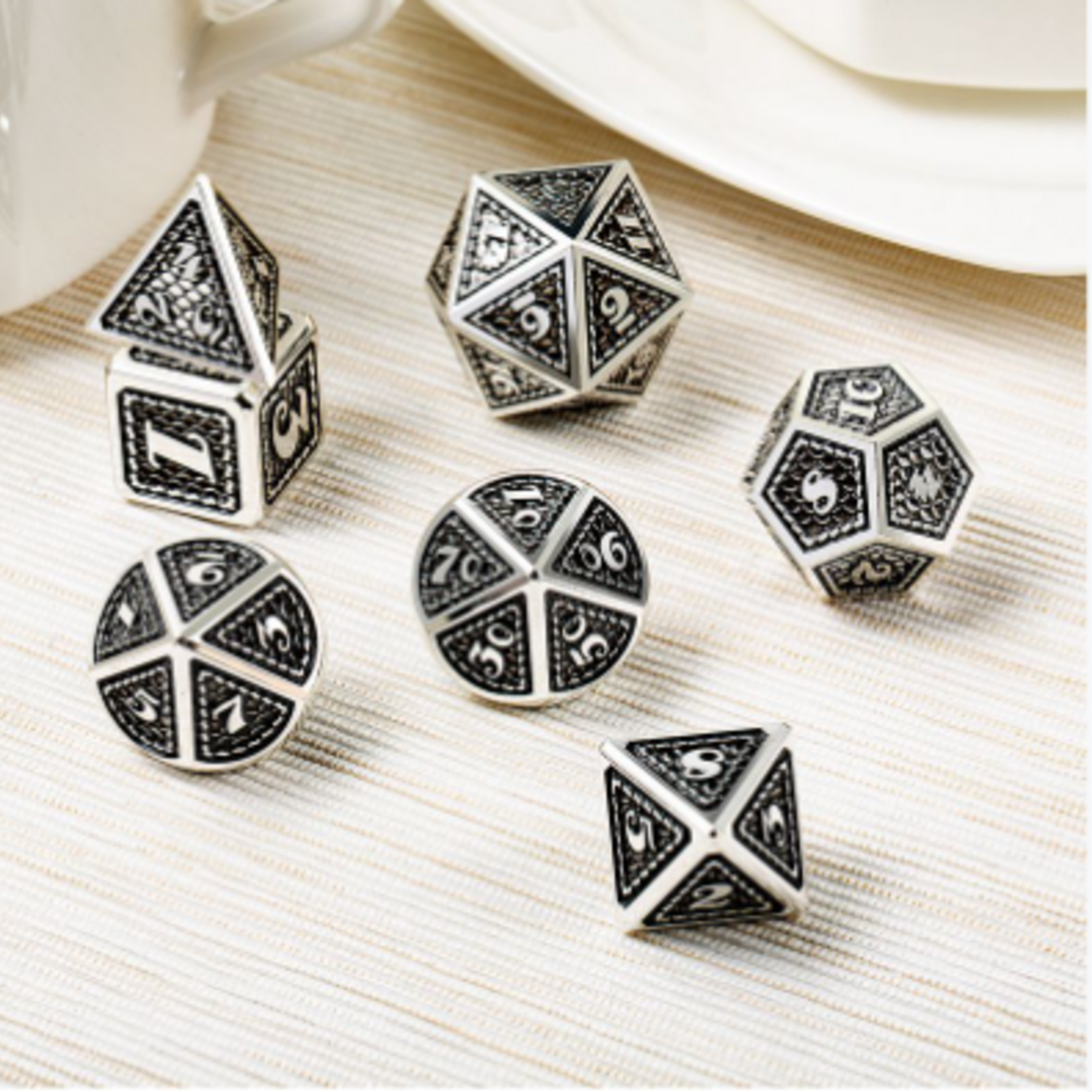 Dice Habit Dice Habit Cowboy Black with Silver Metal Polyhedral 7 die set