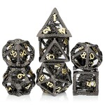 Dice Habit Dice Habit Hollow Dragon Cage Black and Gold Polyhedral 7 die set