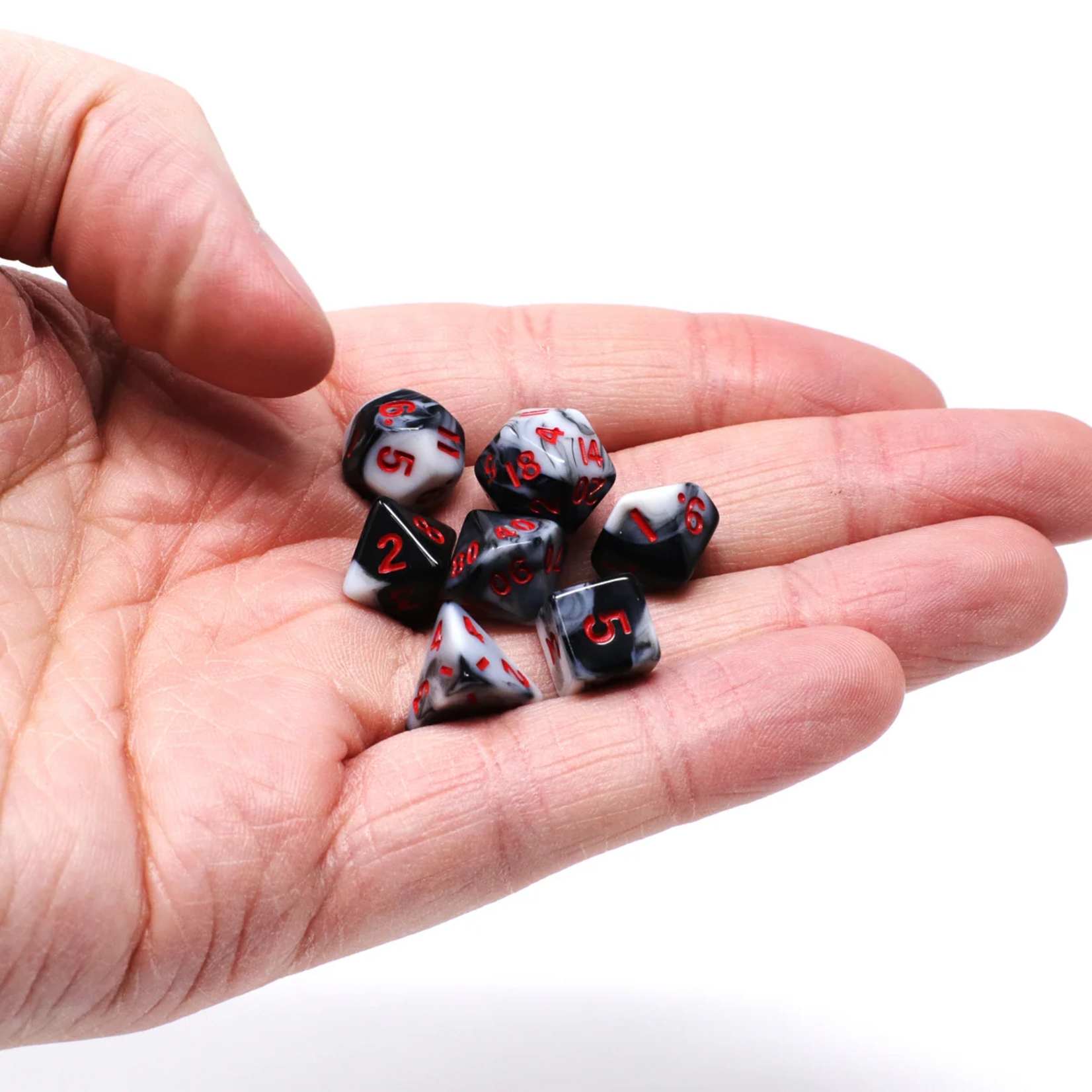 Die Hard Dice Die Hard Critlings Crimson Noir White and Black w/ Red Polyhedral 7 die set