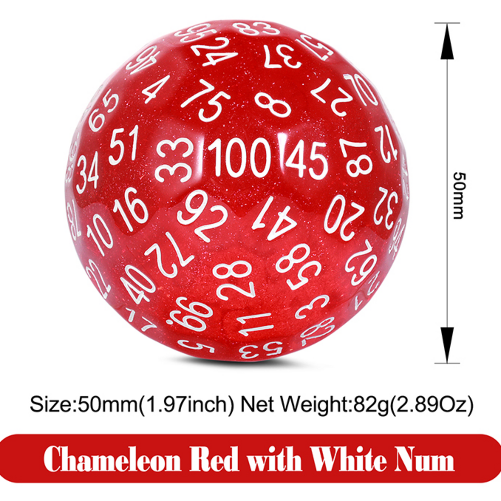 Dice Habit Dice Habit d100 Red Glitter