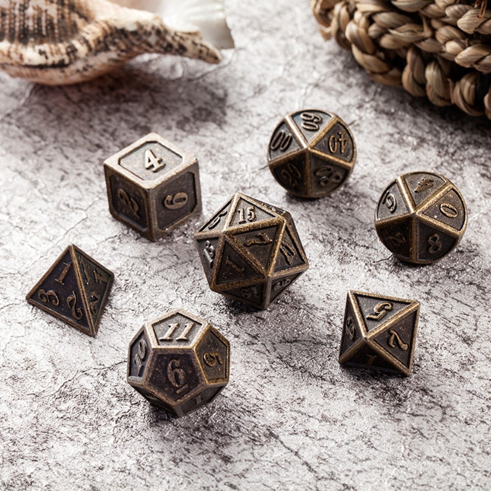 Dice Habit Dice Habit Ancient Bronze Metal Polyhedral 7 die set