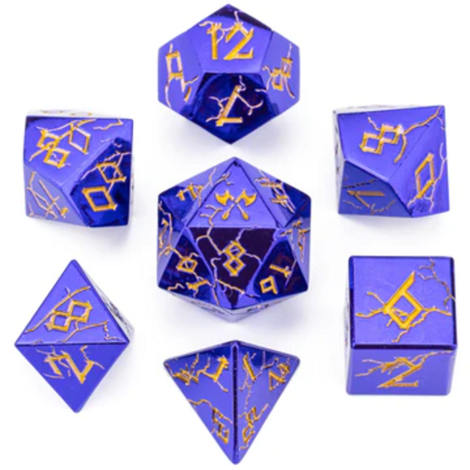HYMGHO Hymgho Solid Metal Barbarian Shiny Purple w/ Gold Polyhedral 7 die set