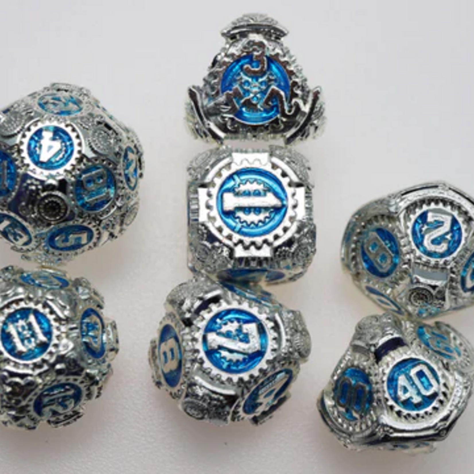 Foam Brain Games Airship Gears Antarctic Expedition Metal RPG dice 7 die set