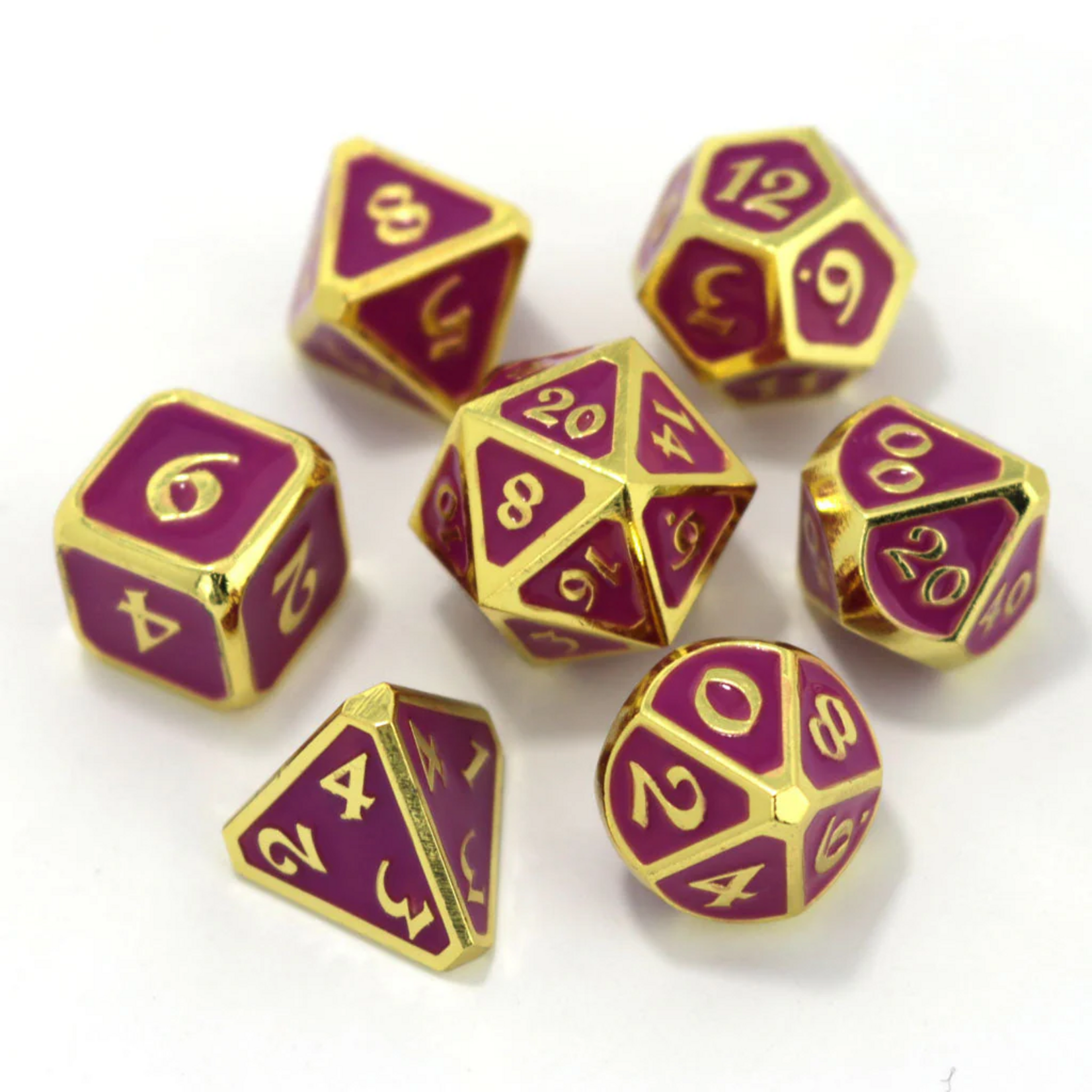 Die Hard Dice Die Hard AfterDark Mythica Neon Nightlife Red w/ Gold Metal Polyhedral 7 die set