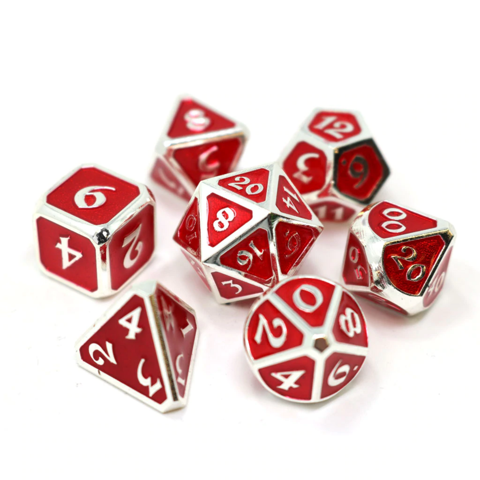Die Hard Dice Die Hard Mythica Ruby Red with Platinum Metal Polyhedral 7 die set