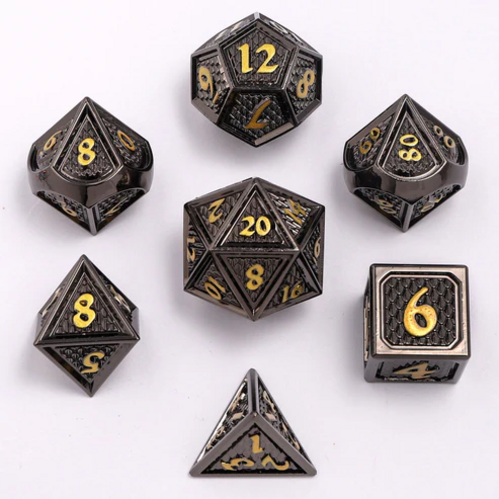 HYMGHO Hymgho Solid Metal Behemoth Gunmetal w/ Gold Polyhedral 7 die set