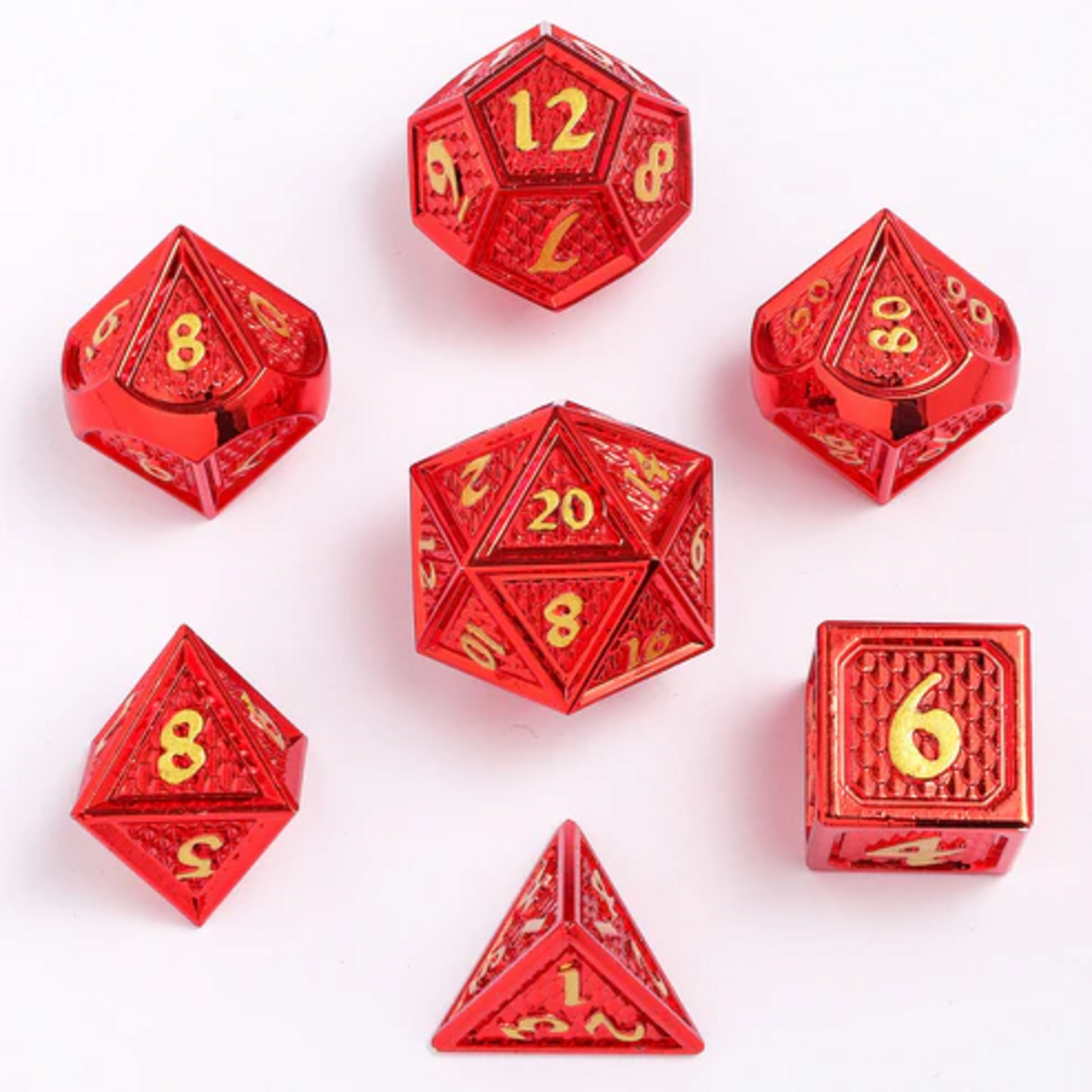 HYMGHO Hymgho Solid Metal Behemoth Red w/ Gold Polyhedral 7 die set