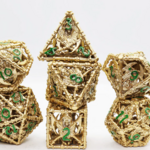 Foam Brain Games Grim Scythe Gold Metal RPG dice 7 die set