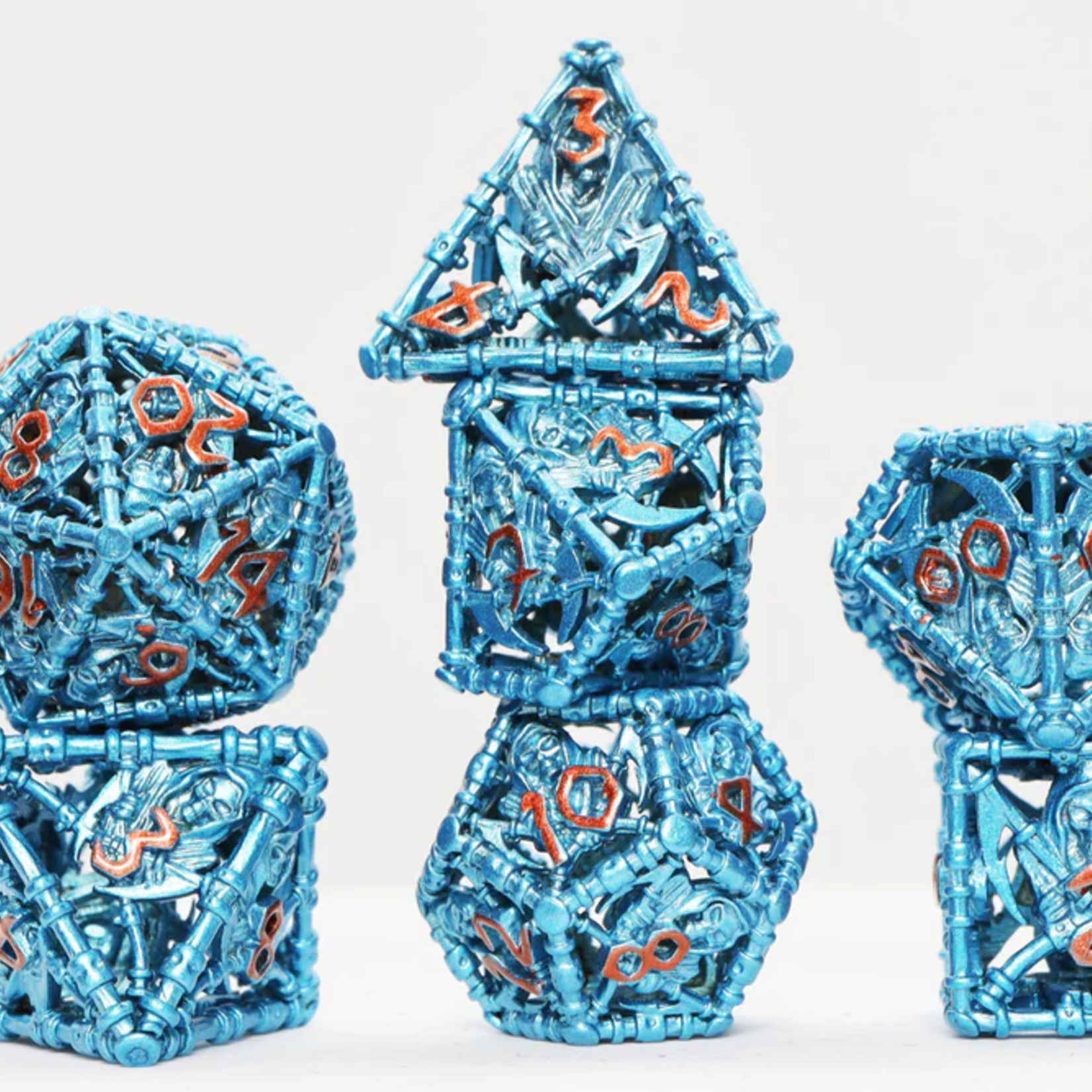 Foam Brain Games Grim Scythe Blue Metal RPG dice 7 die set