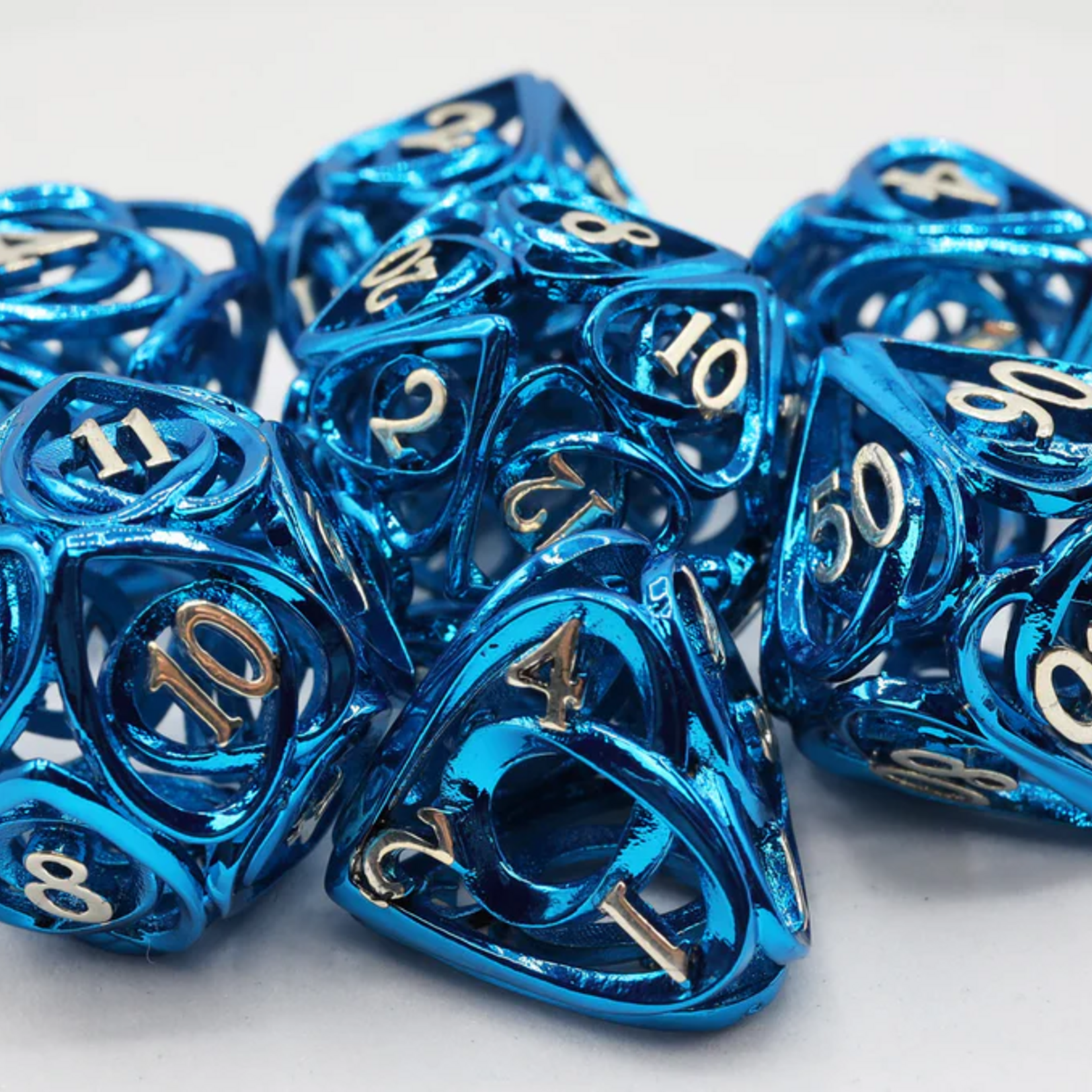 Foam Brain Games Hollow Hearts Blue Metal RPG dice 7 die set