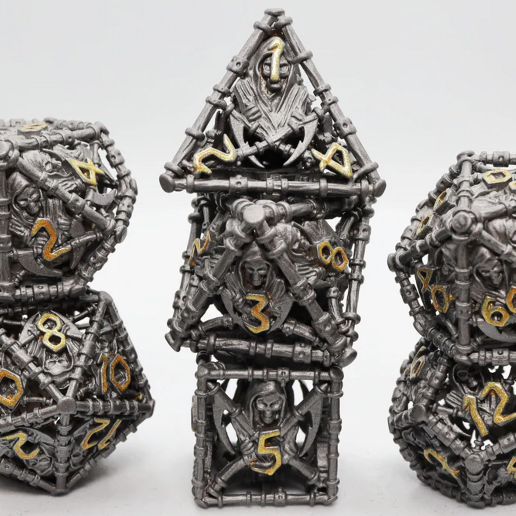 Foam Brain Games Grim Scythe Grey Metal RPG dice 7 die set