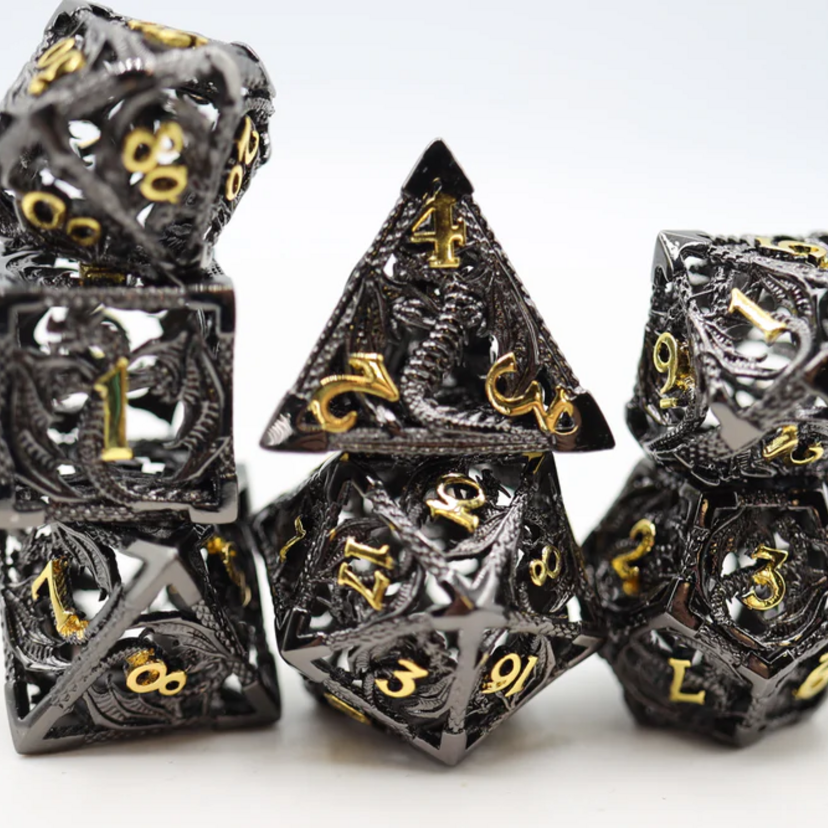 Foam Brain Games Bound Dragon Night Hollow Metal Polyhedral 7 die set