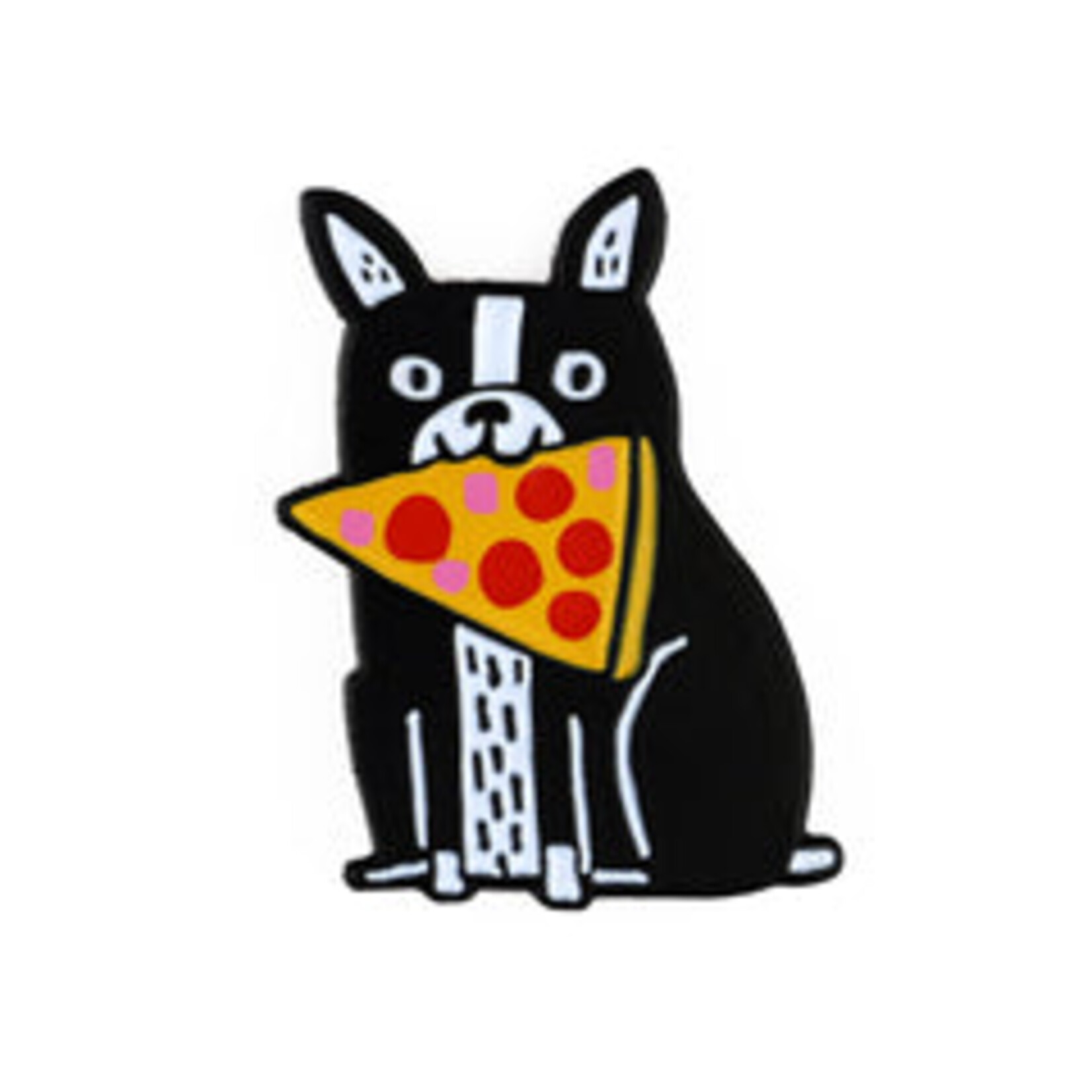 Badge Bomb Pizza Boston Terrier Enamel Pin