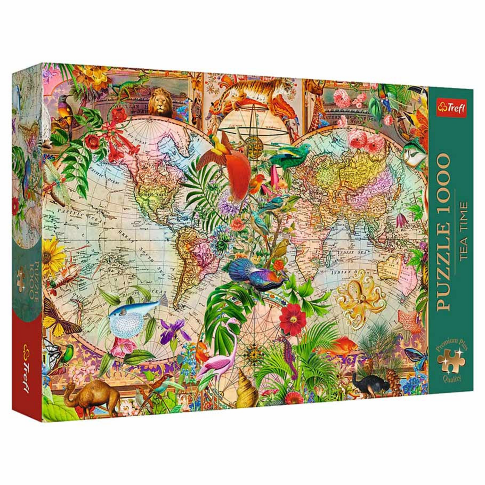 Trefl USA 1000 pc Puzzle Tea Time Antique World Map