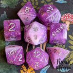 Fennek and Finch Iris Clear Purple Glitter Foil White Marbled Cat Wizard Polyhedral 8 die set