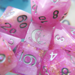 Fennek and Finch Cherry Blossom Clear Pink Glitter Foil White Marbled Cat Wizard Polyhedral 8 die set