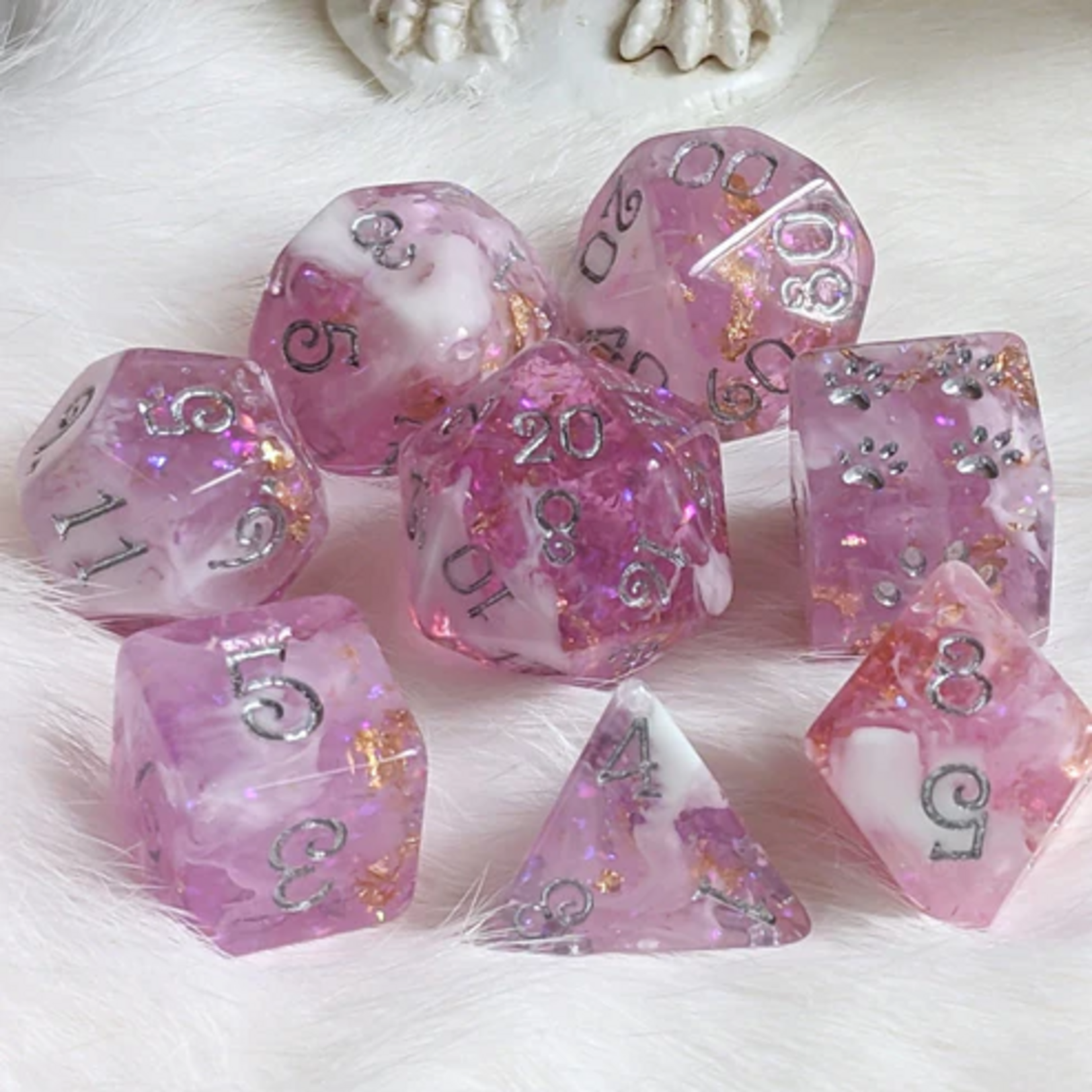 Fennek and Finch Mauve  Polyhedral Clear Pink Purple White Marble Glitter Foil Paw 8 die set