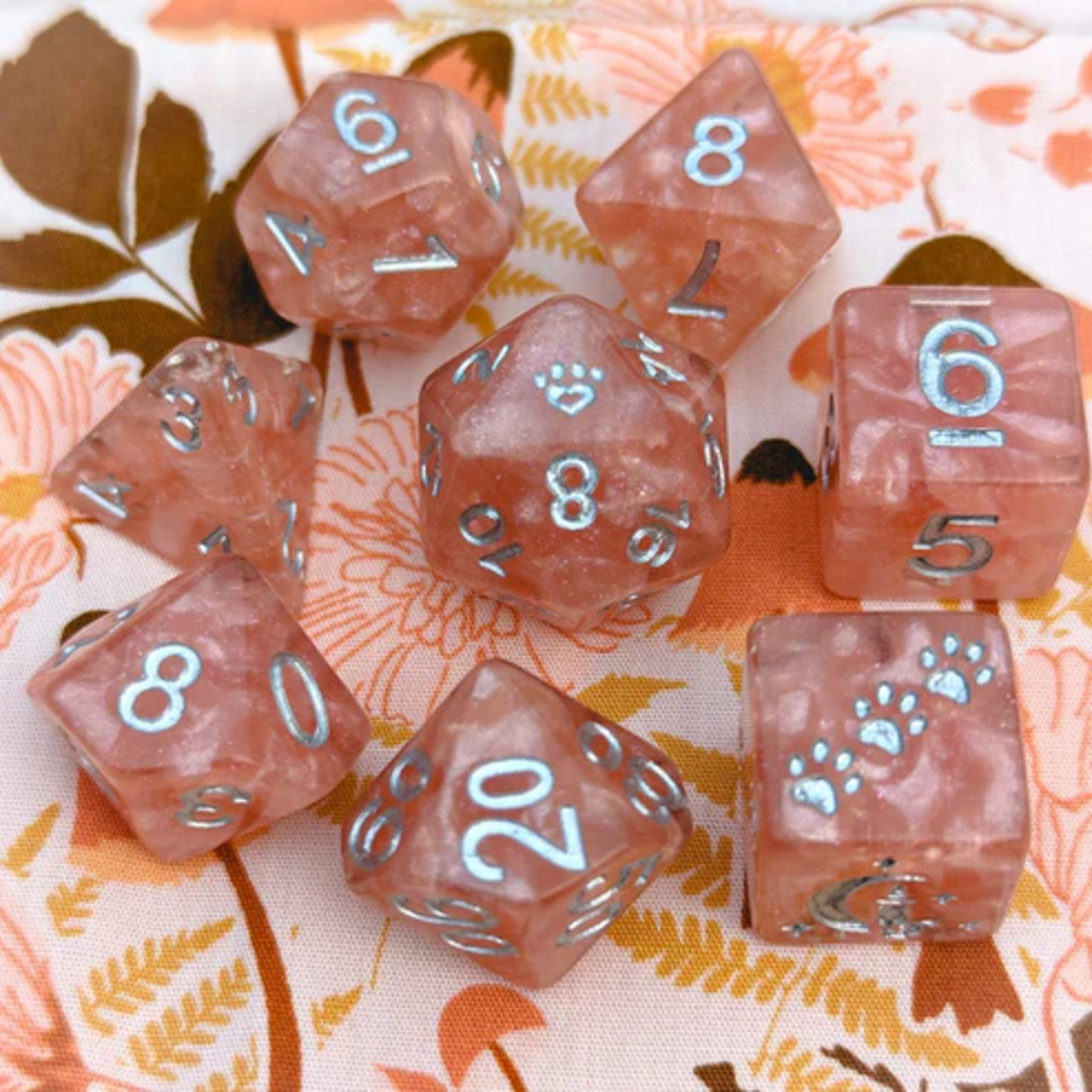 Fennek and Finch Rose Zephyr Polyhedral 8 die set