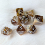 Fennek and Finch Magic Brew Coffee Brown and Cream w/ Glitter and Foil Polyhedral 8 die set