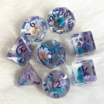 Fennek and Finch Purple and Blue Flower Polyhedral 8 die set
