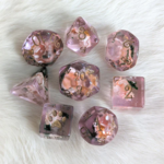 Fennek and Finch Pink Flower and Moss Polyhedral 8 die set