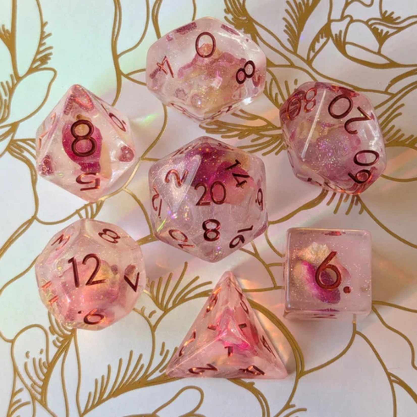 Fennek and Finch Eternal Rose Polyhedral 7 die set