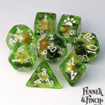 Fennek and Finch White Flowers and Moss Polyhedral 8 die set